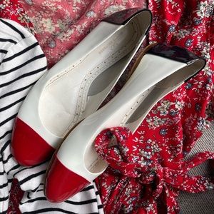 Brooks Brothers Women’s Red White Navy Leather Ballet Flats Size US 7